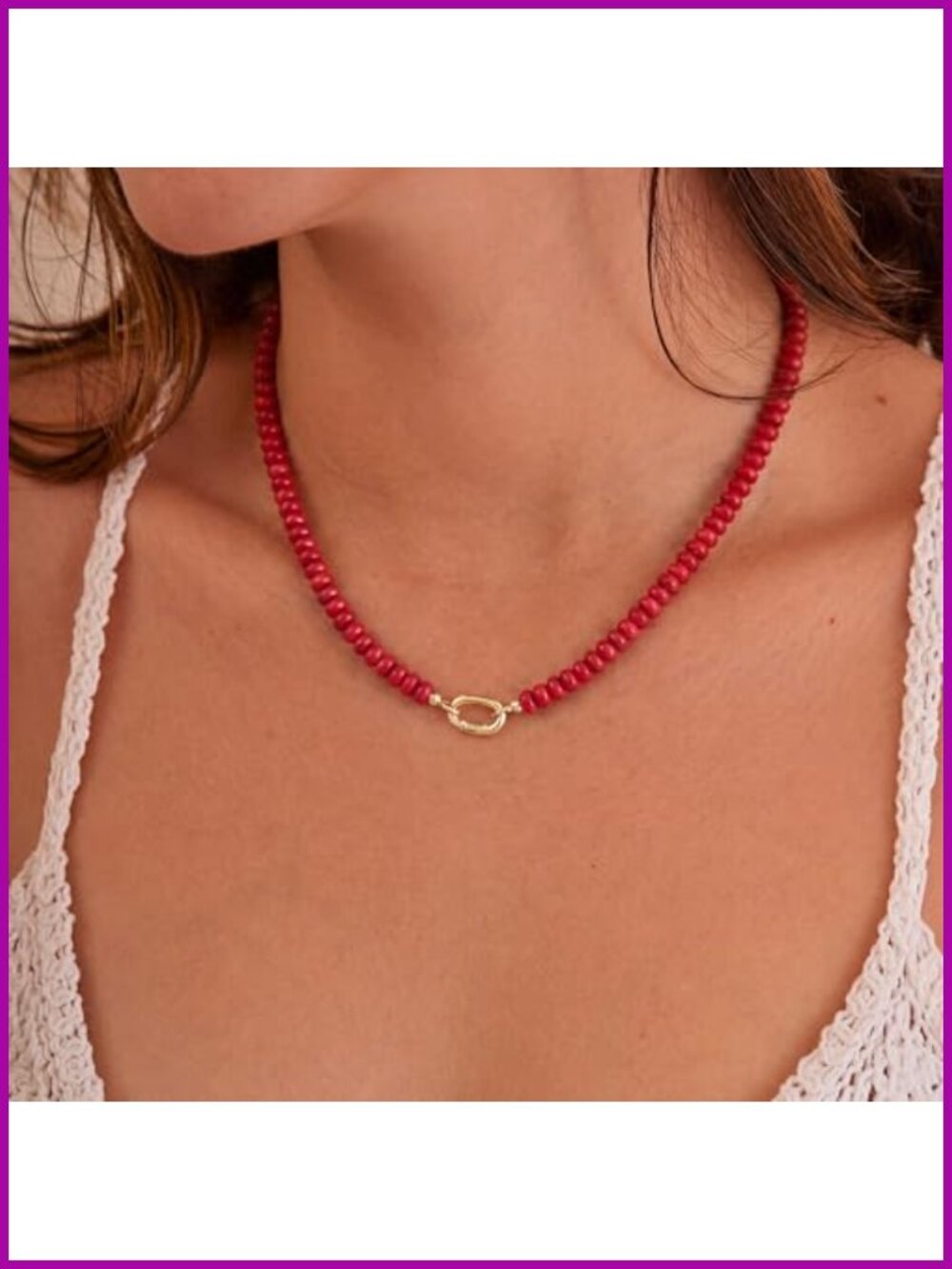 Boho Choker Necklace, Natural Stone Beaded Necklace for Women, Layering Jewelry - Picture 2 of 6